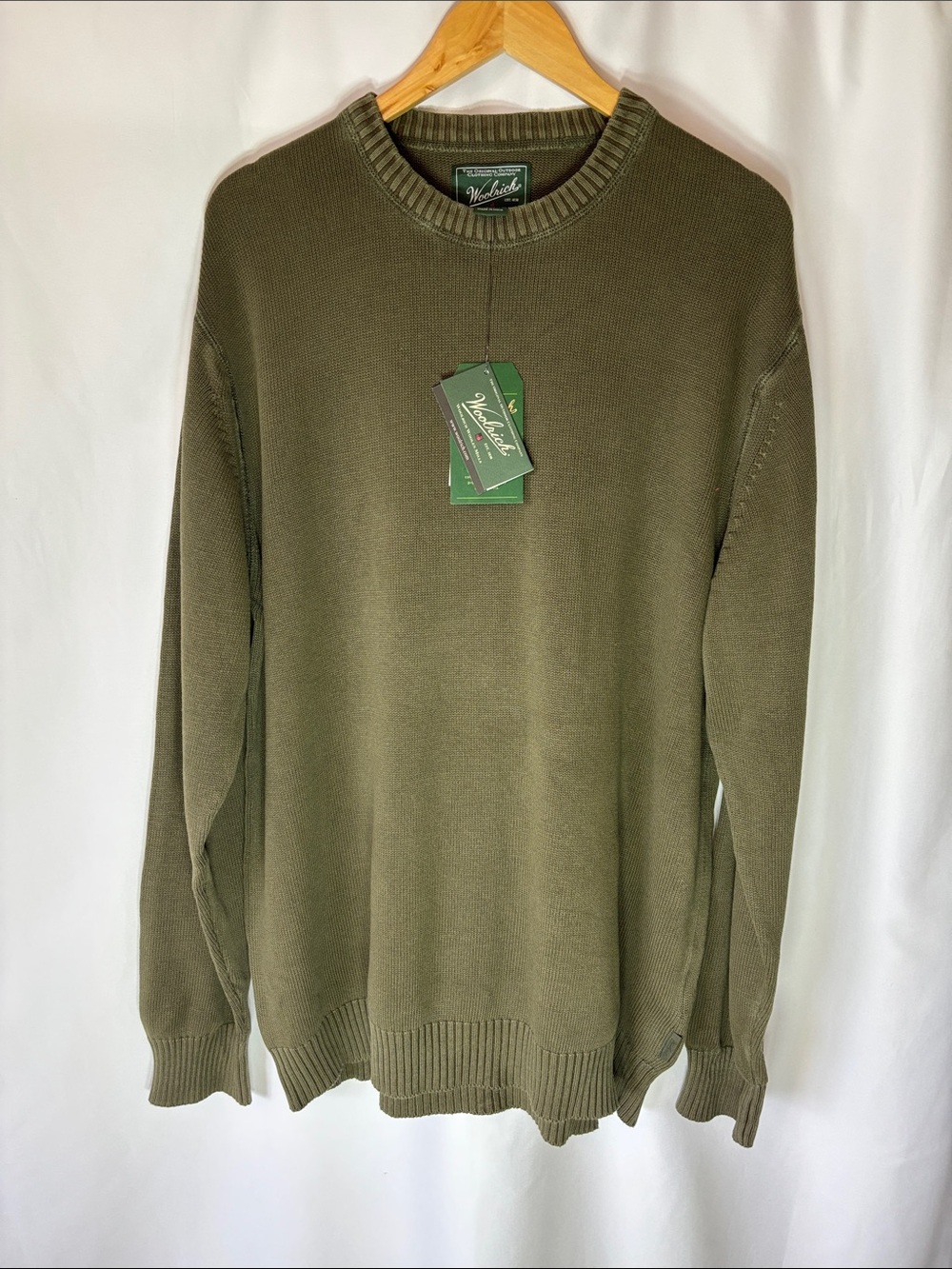 Woolrich 100% Cotton Crewneck Sweater Olive Green XXL NWT